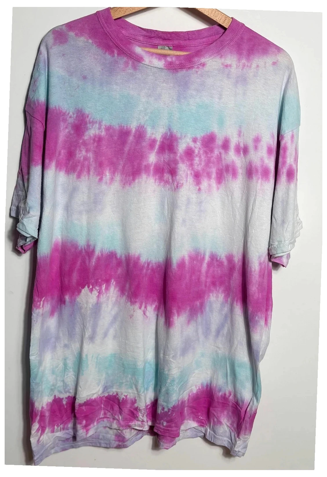 T-shirt Oversized XL Tie Dye Multicolore Rose Bleu Blanc Casual Streetwear